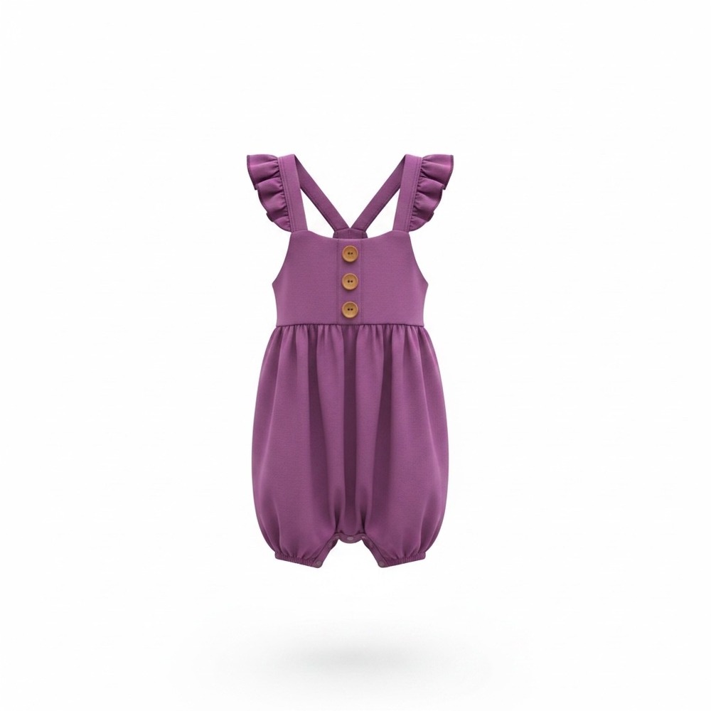 Snuggle Bums Purple Bamboo Viscose Ruffle Bubble Romper 6-12 Months NWT